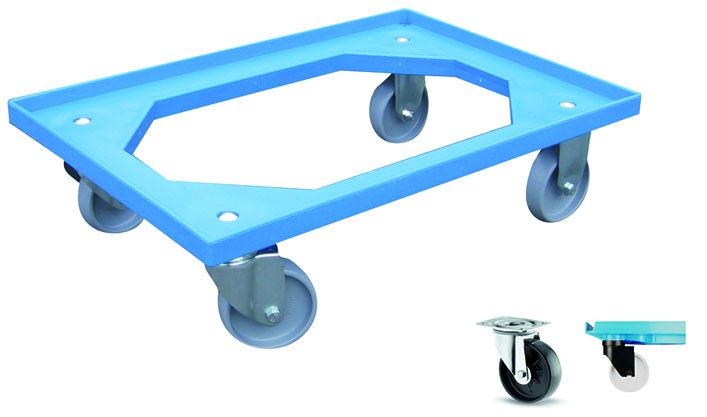 Vozík 64S-PP 2-2 PT modrý, PP kola 100 mm